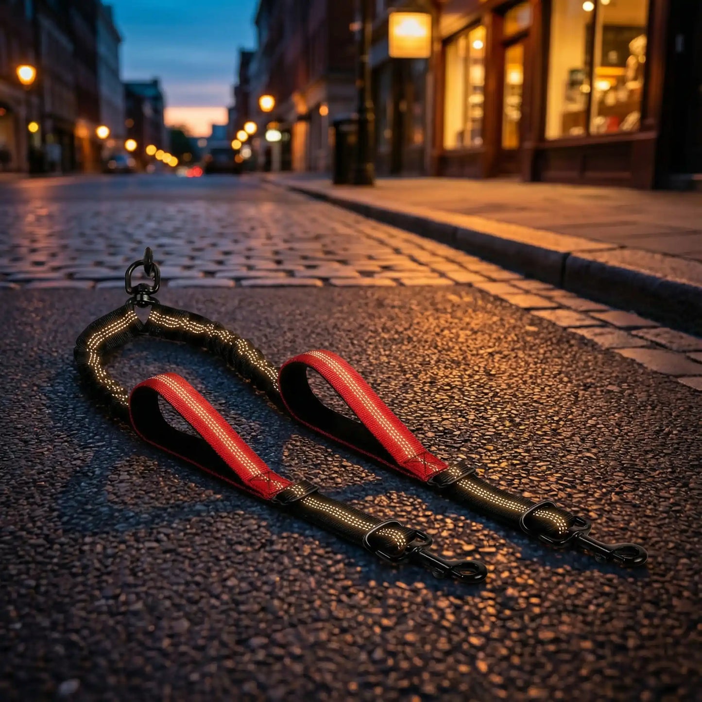 double laisse pour chien reflechissante