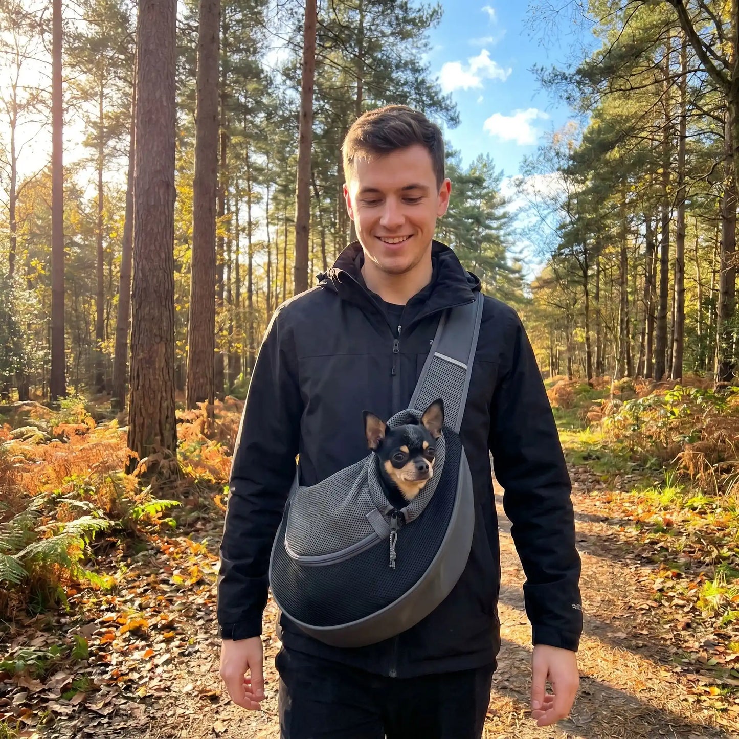 noir chiwawa sac a dos chien