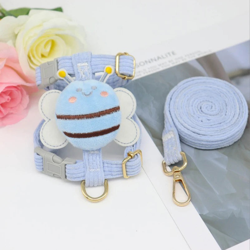 Harnais chien bleu abeille