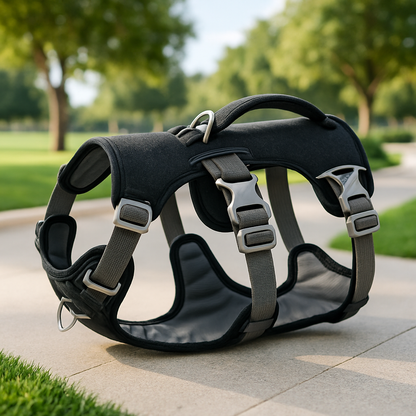 Harnais chien noir confort