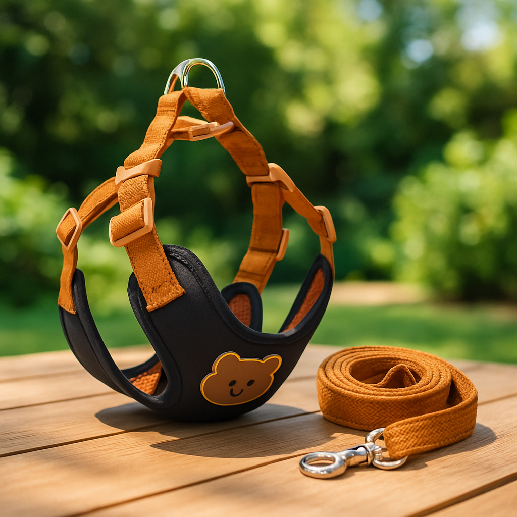 Harnais chien noir ourson 