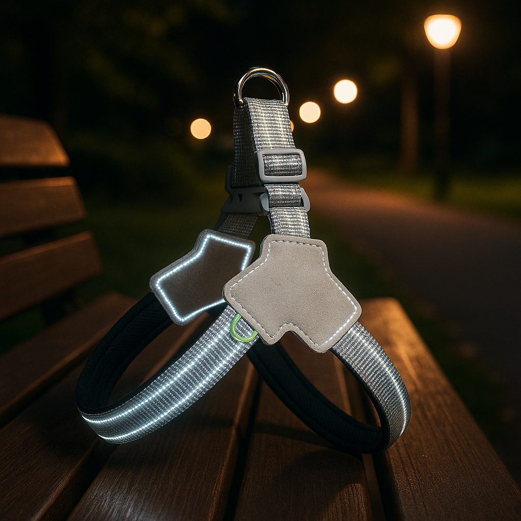 Harnais chien reflechissant gris