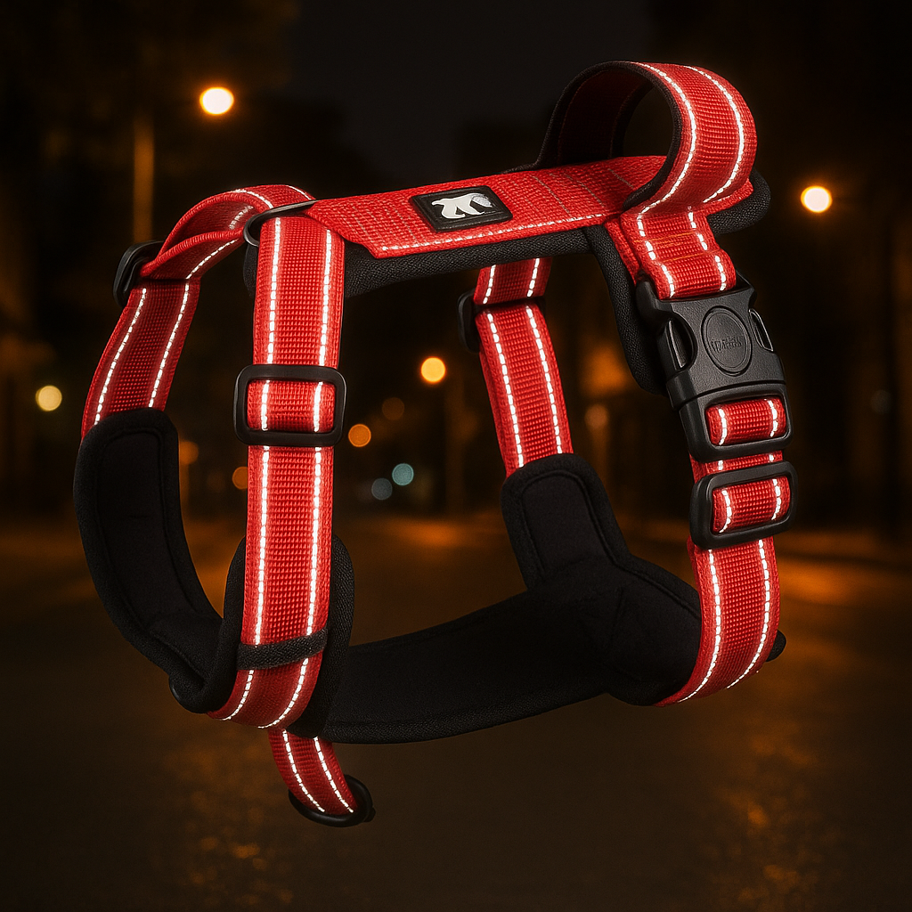 Harnais chien rouge nuit