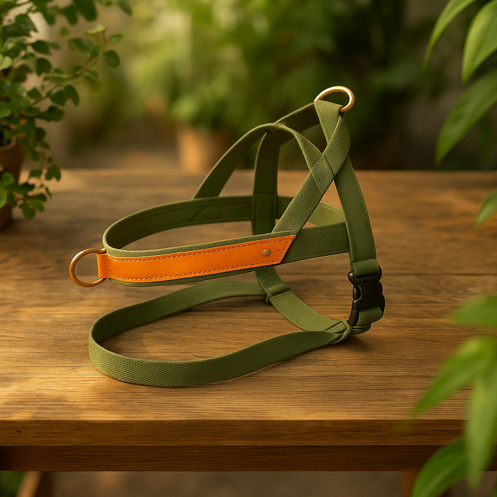 Harnais chien vert nature 