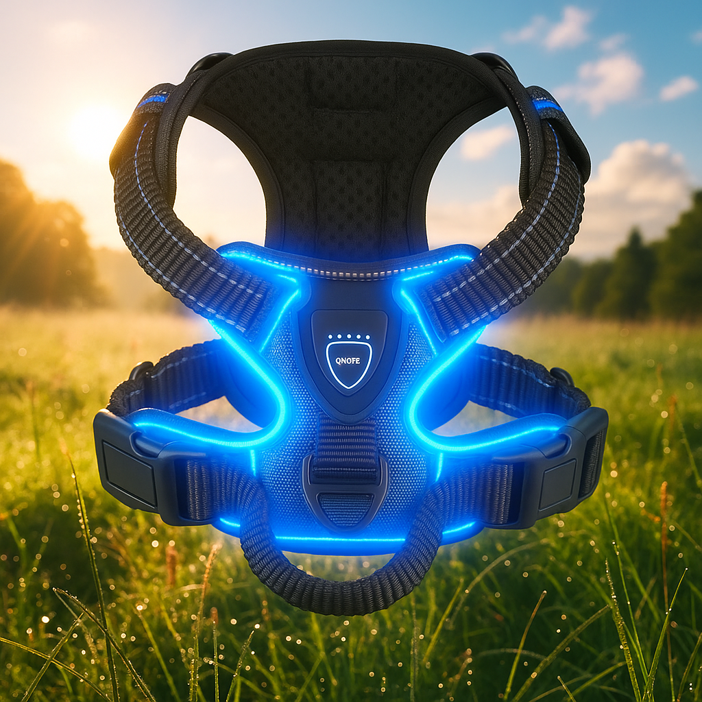 Harnais pour chien lumineux bleu