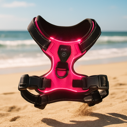 Harnais pour chien lumineux rose 