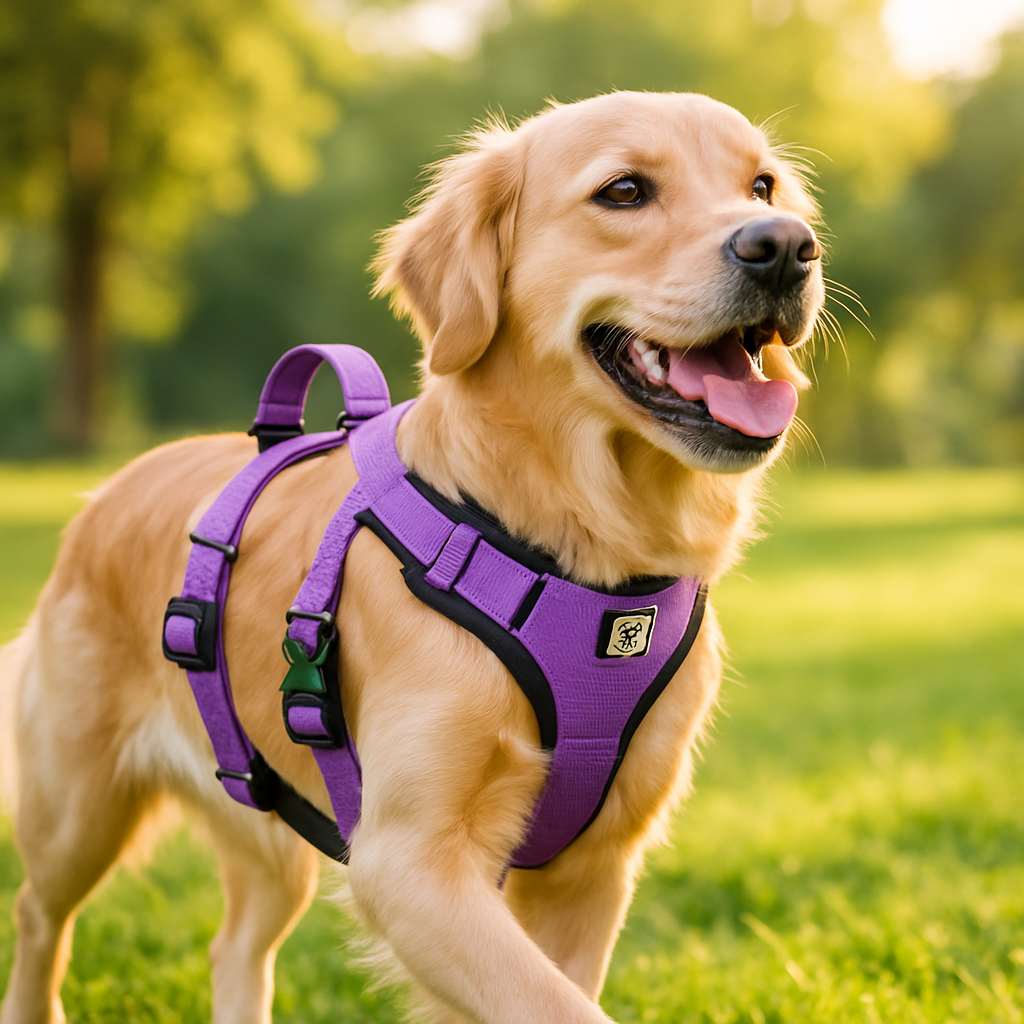 Heureux harnais chien violet