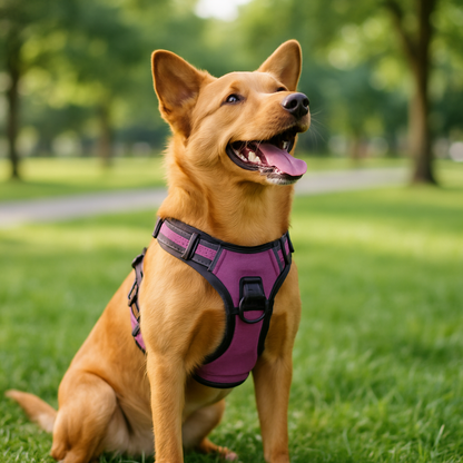 Toutou et son harnais chien rose