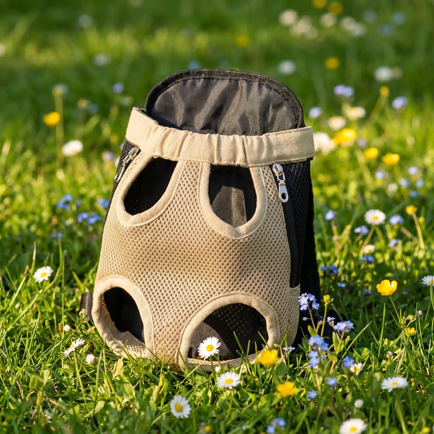 beige sac a dos chien nature