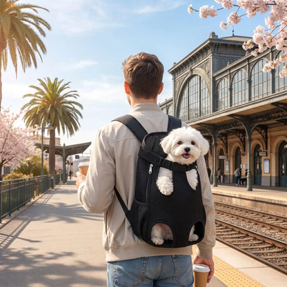 blanc chien sac a dos chien
