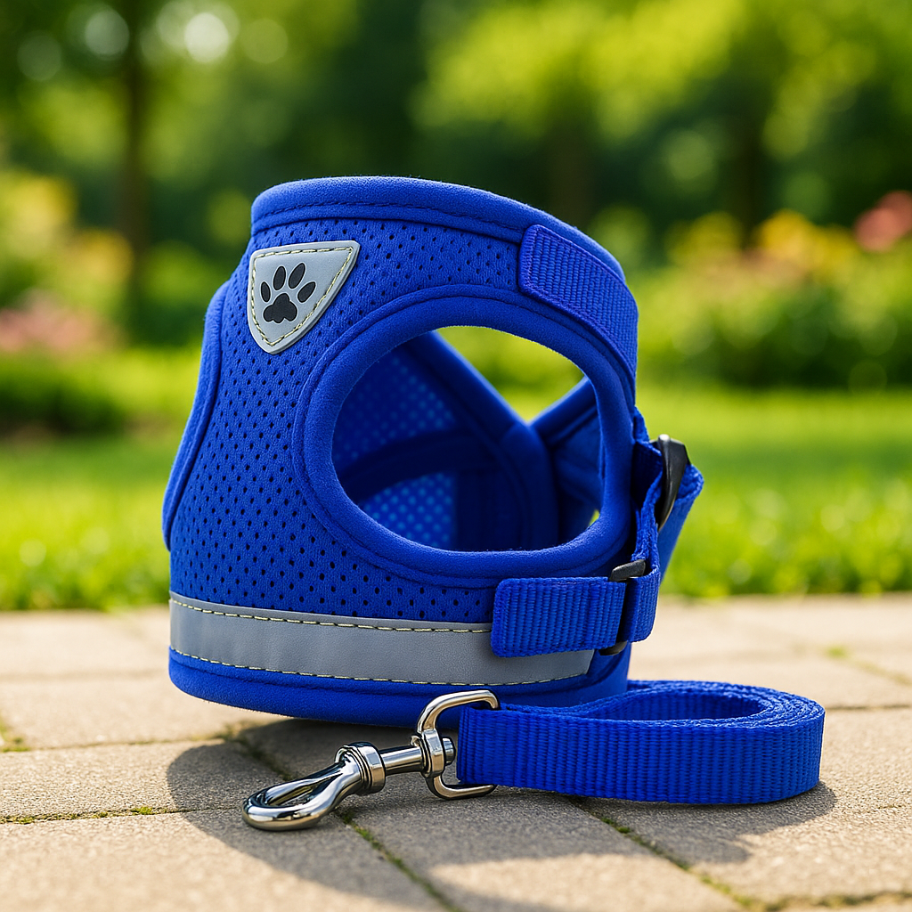 bleu chien harnais anti traction 