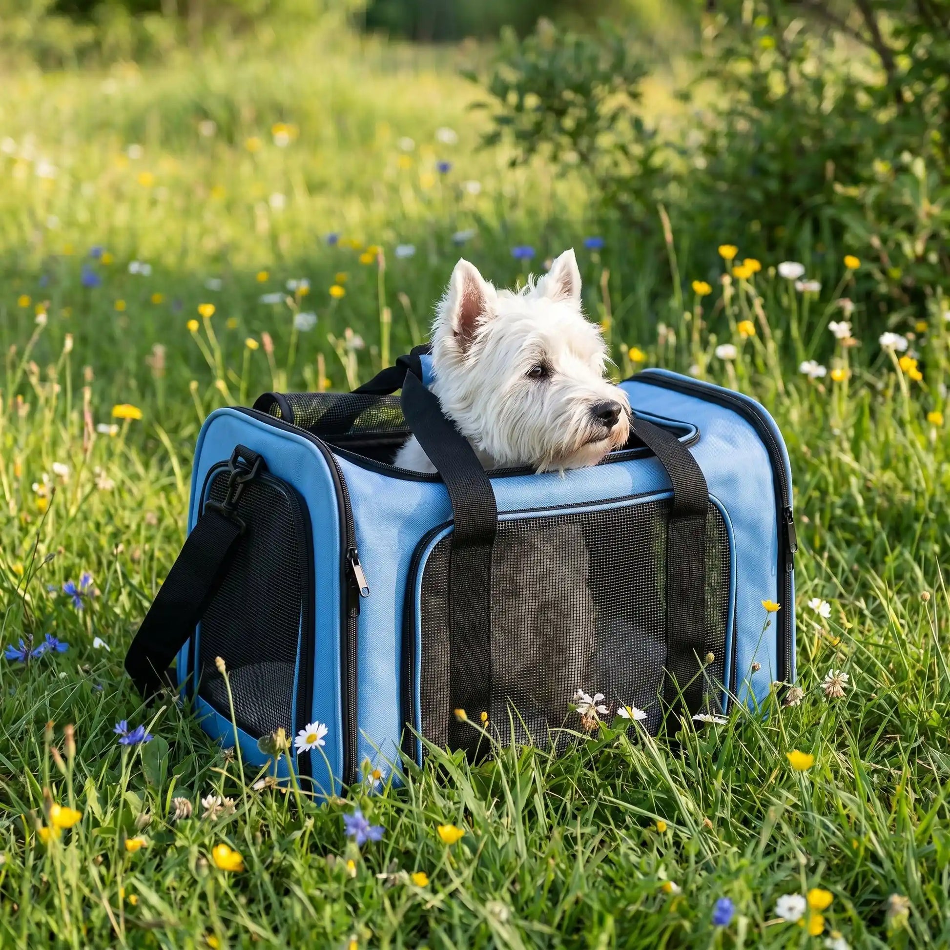 bleu seul sac pour transporter un chien 