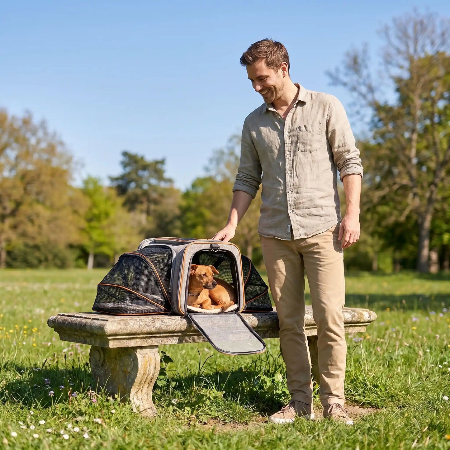 chien brun sac transport pour chien 