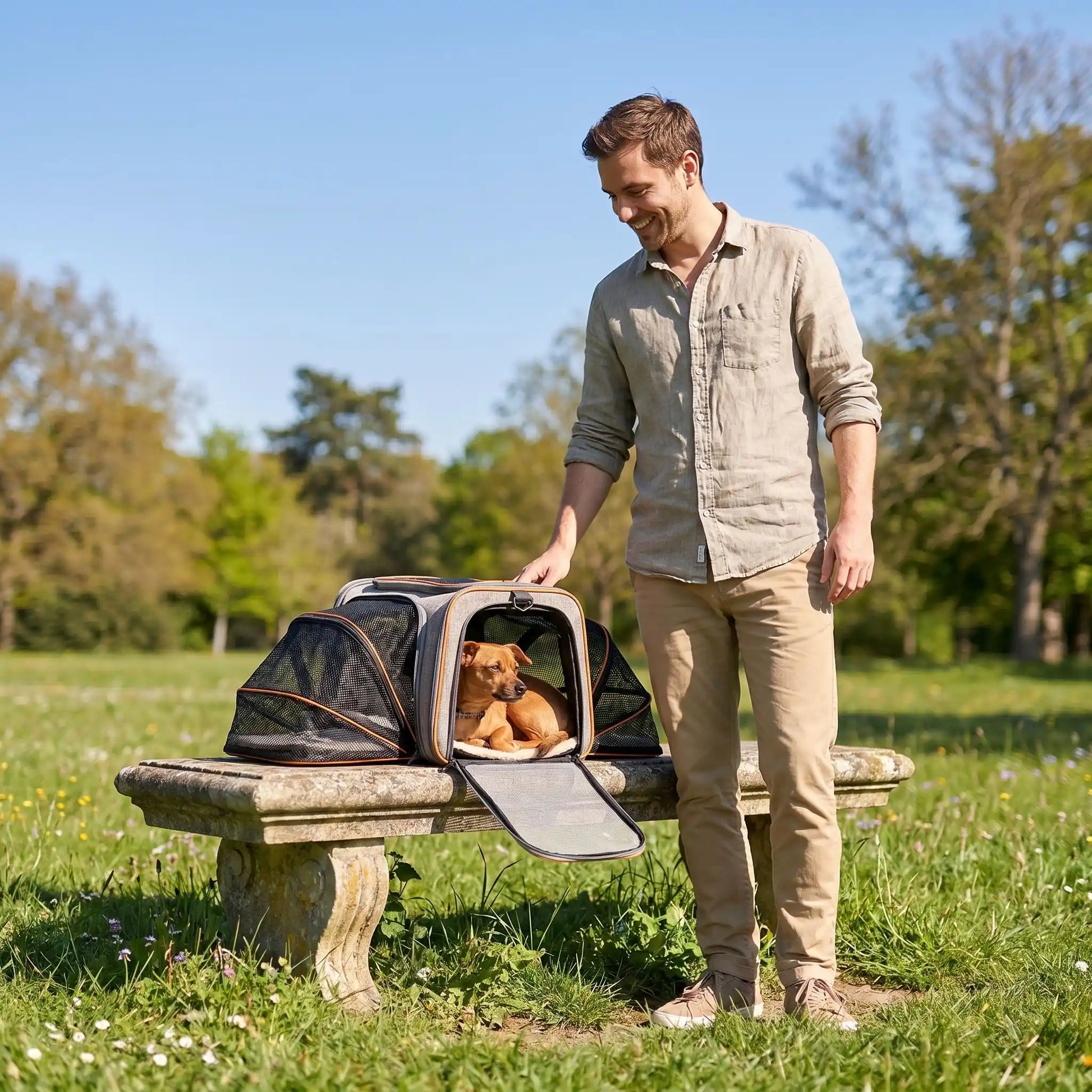 chien brun sac transport pour chien 