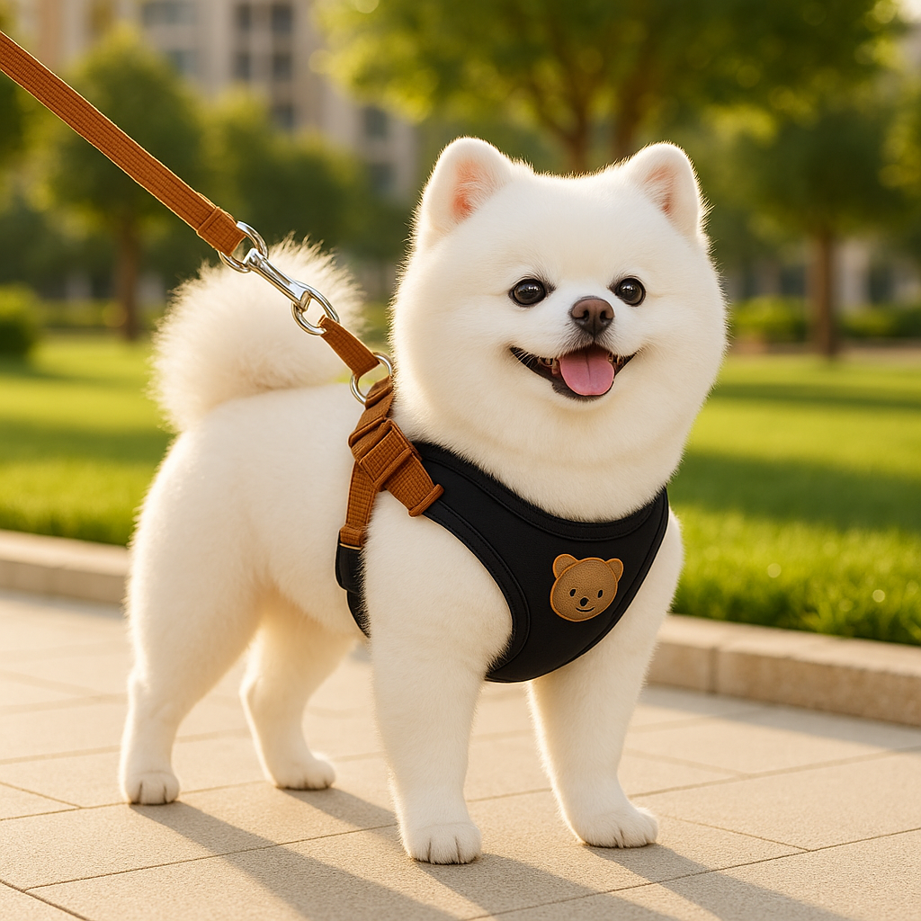 chien coton avec son harnais chien 