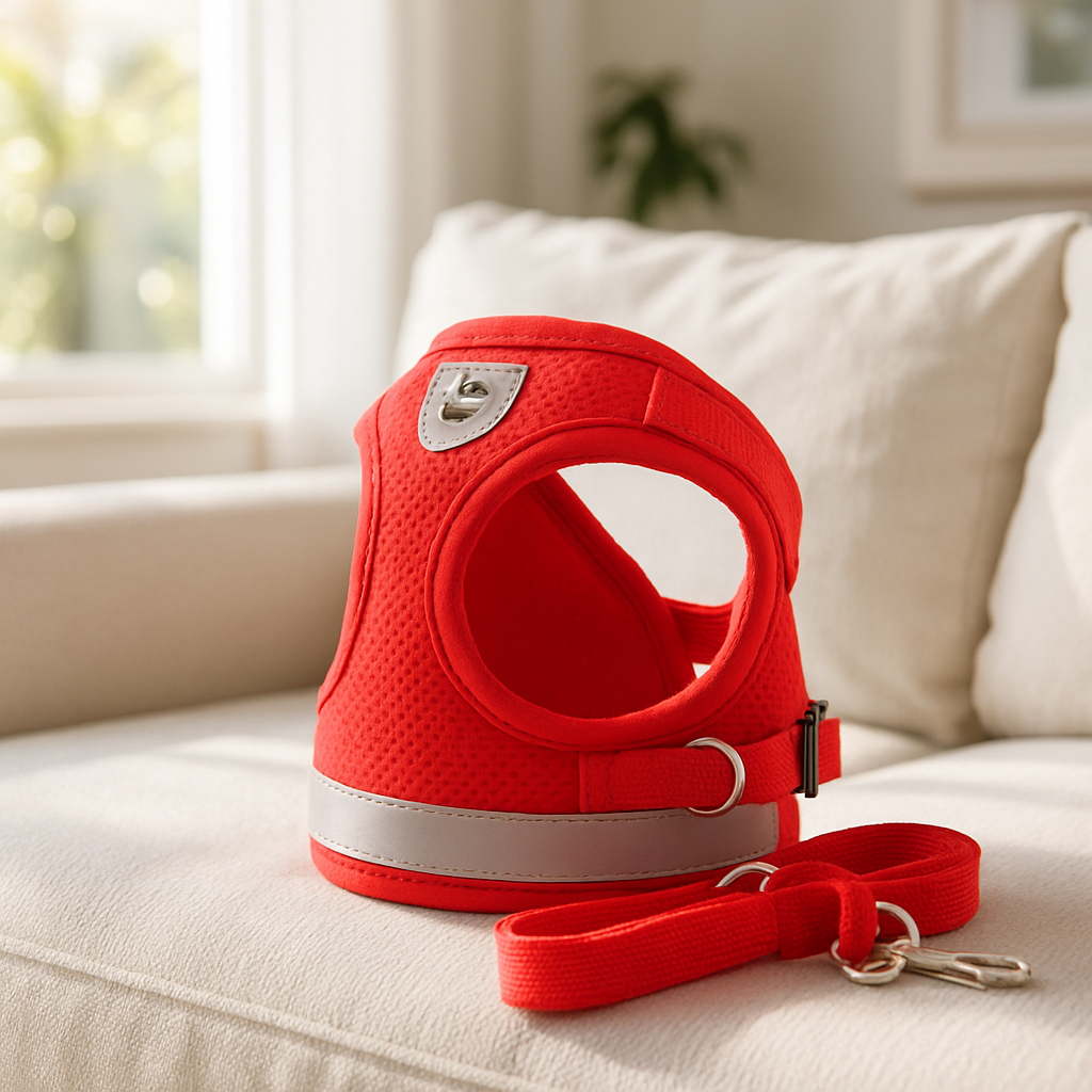 chien harnais anti traction rouge
