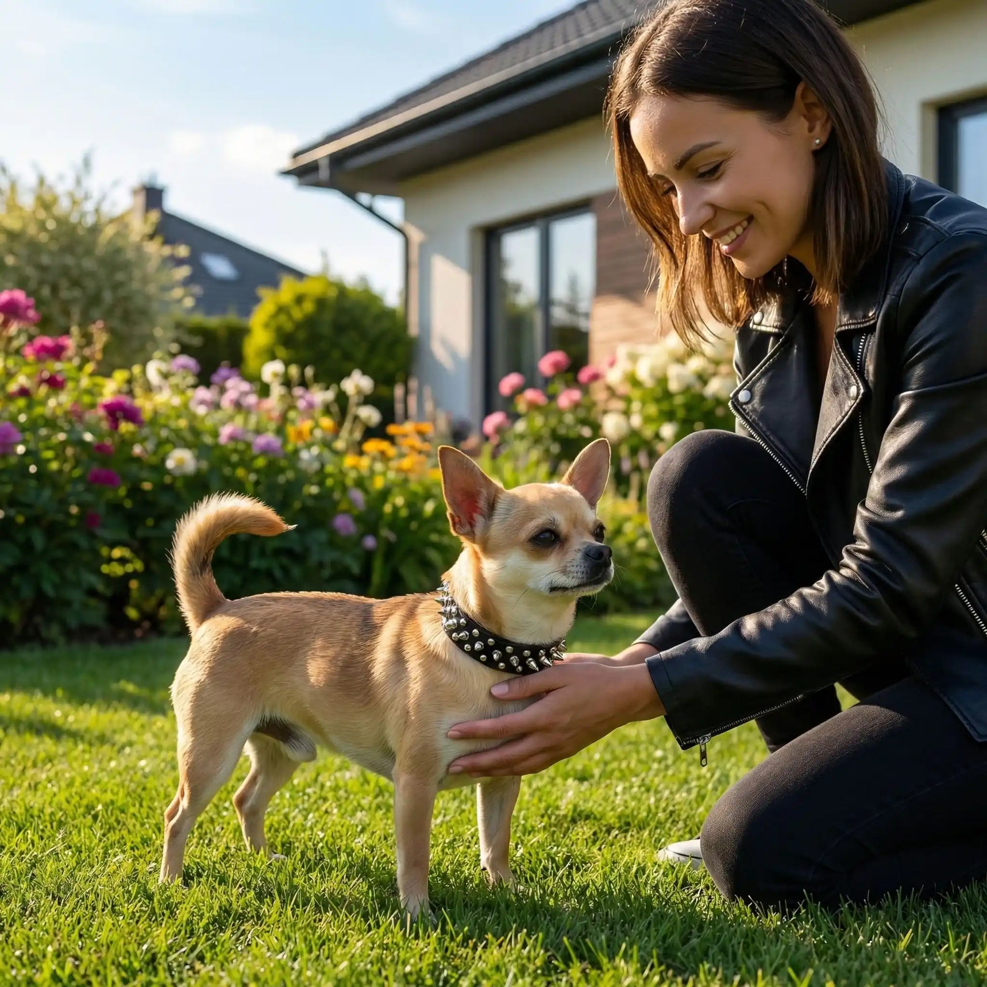chiwawa collier chien jardin 