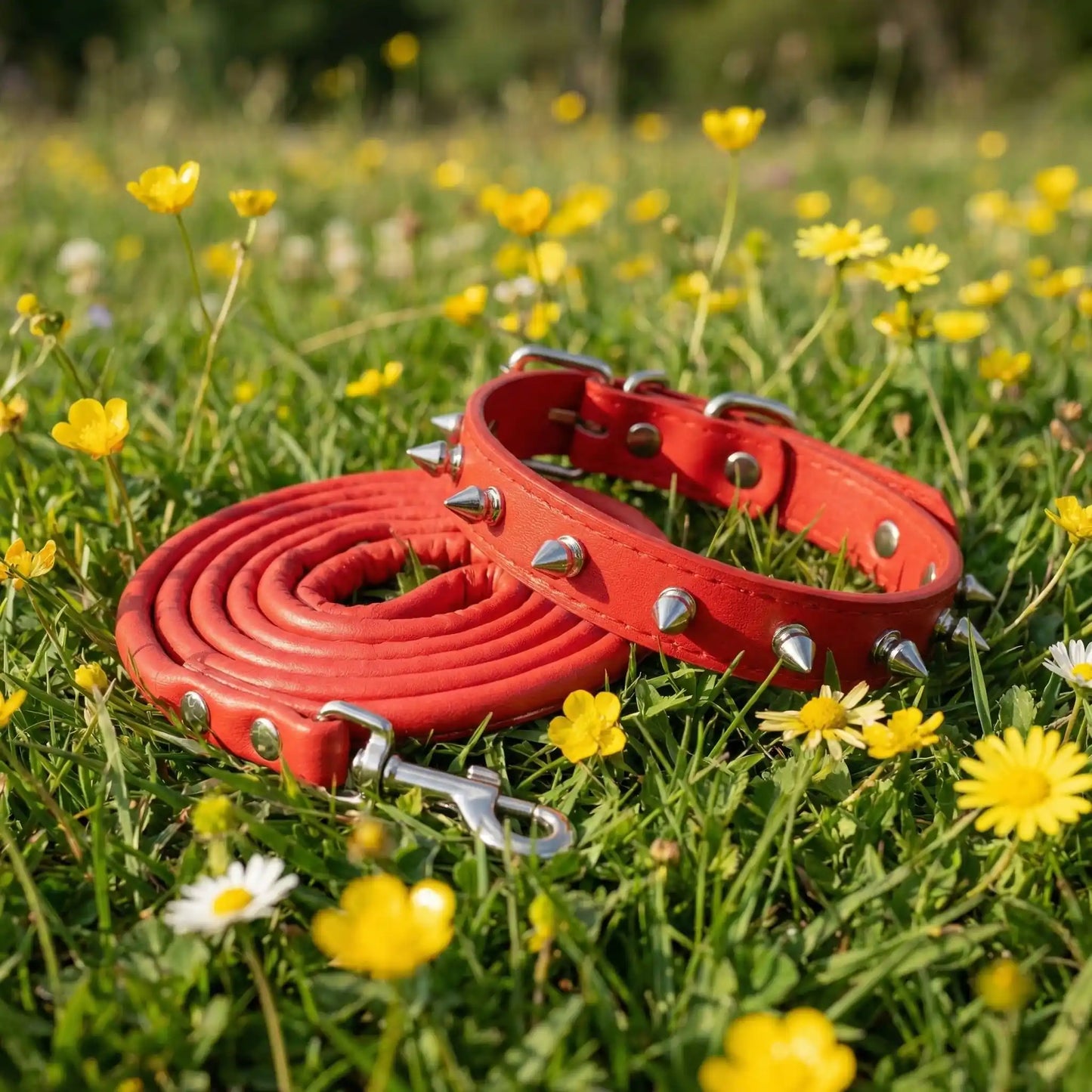 collier chien rouge laisse