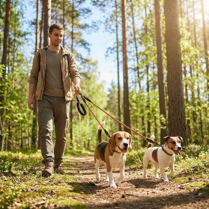 deux chiens double laisse pour chien