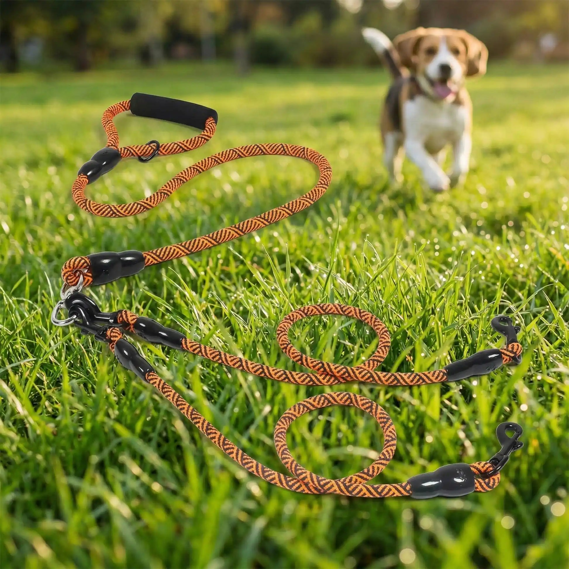 double laisse pour chien orange 