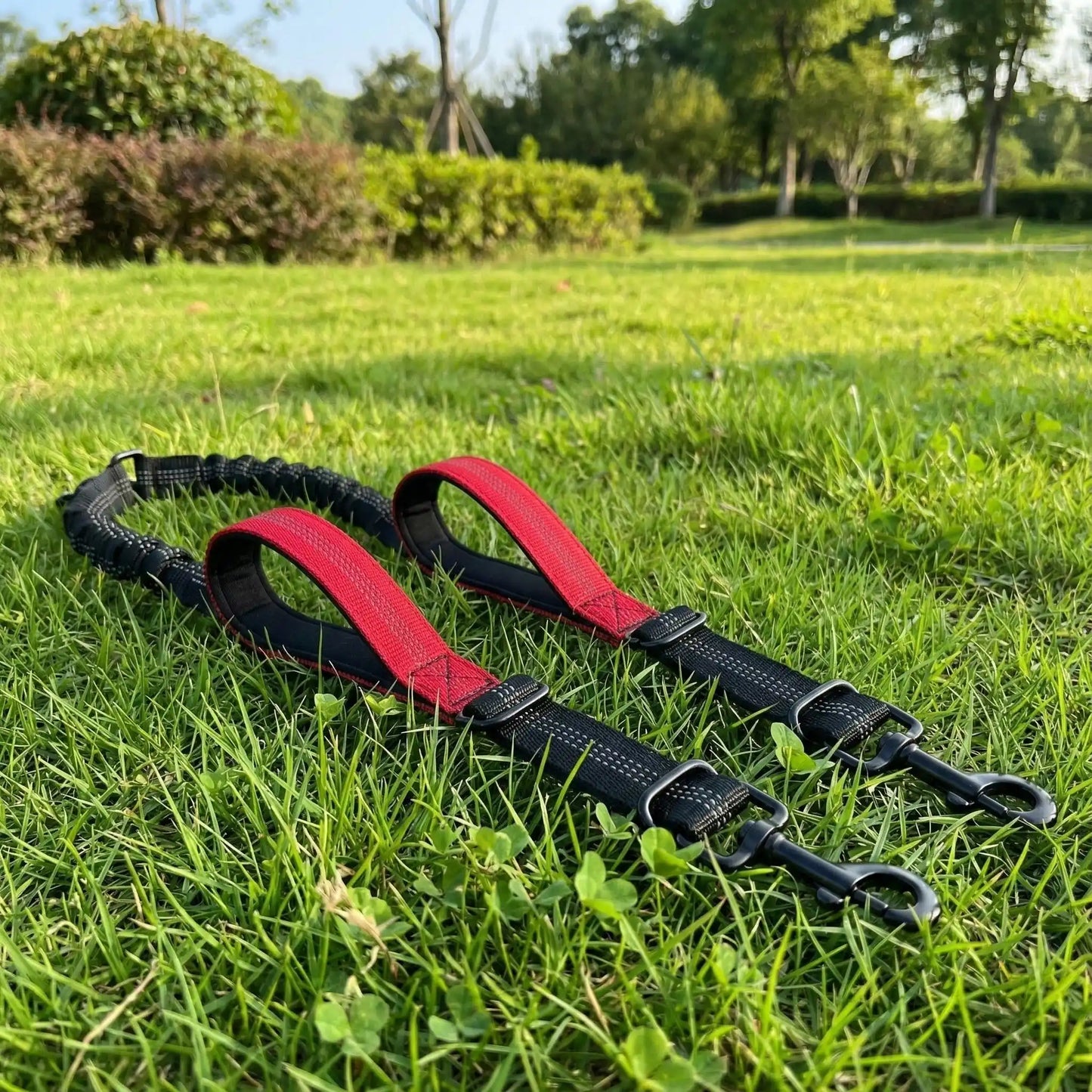 double laisse pour chien rouge 