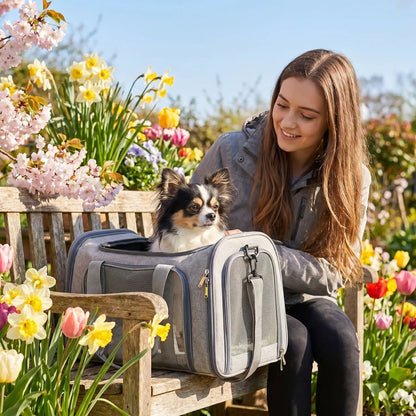 fille sac a dos transport pour un chien 