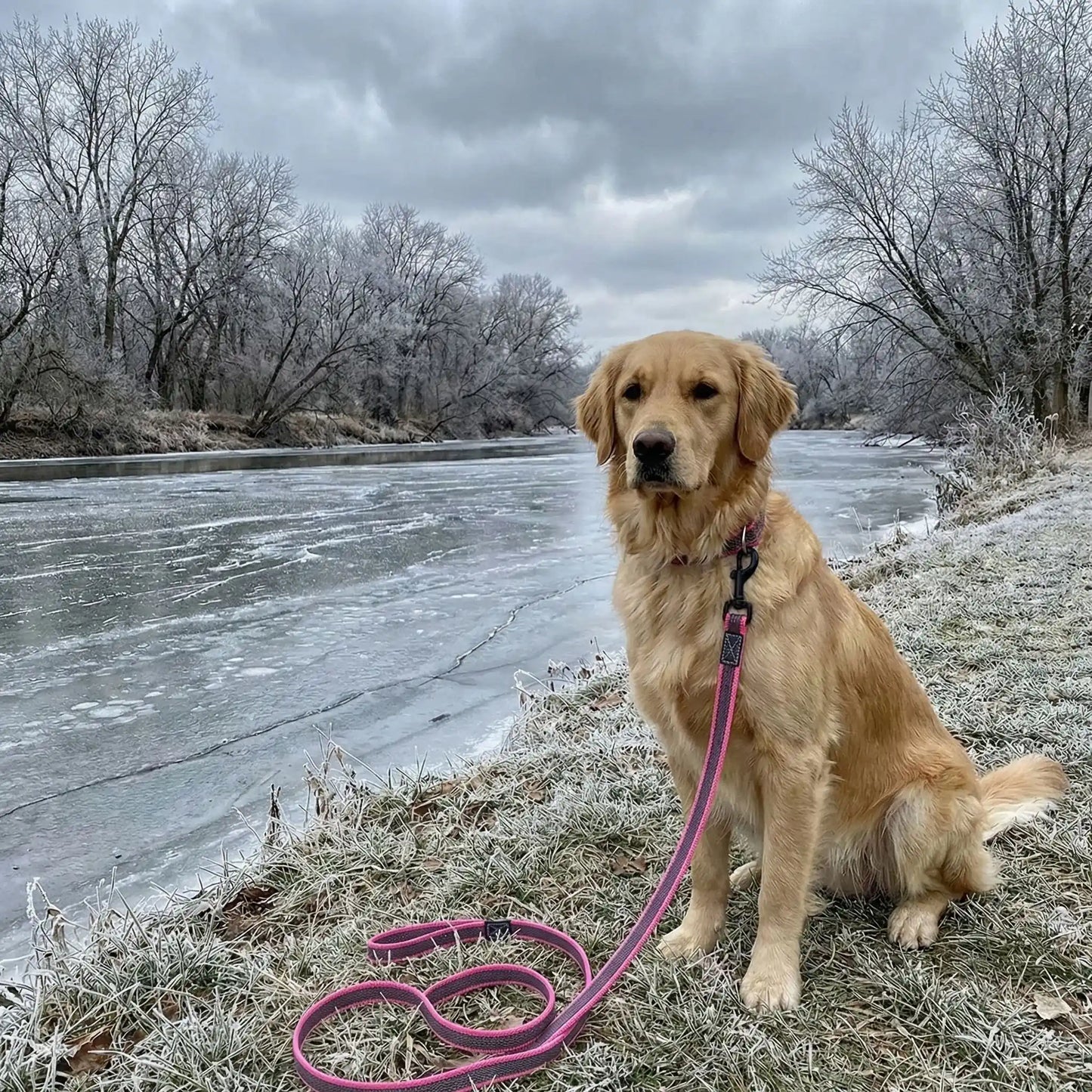 golden avec une laisse de chien 