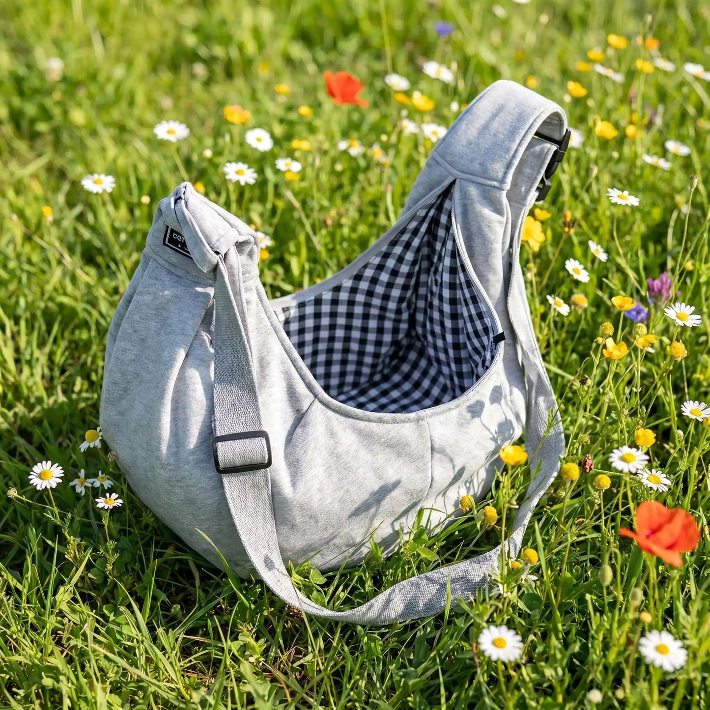 gris sac pour transporter un chien 