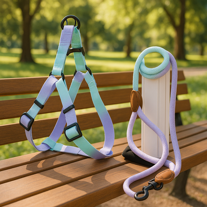 harnais anti traction chien violet vert