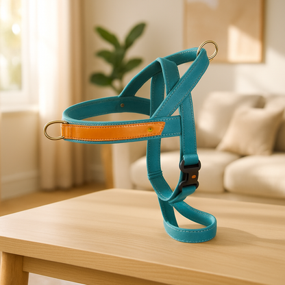 harnais chien anti traction bleu ocean