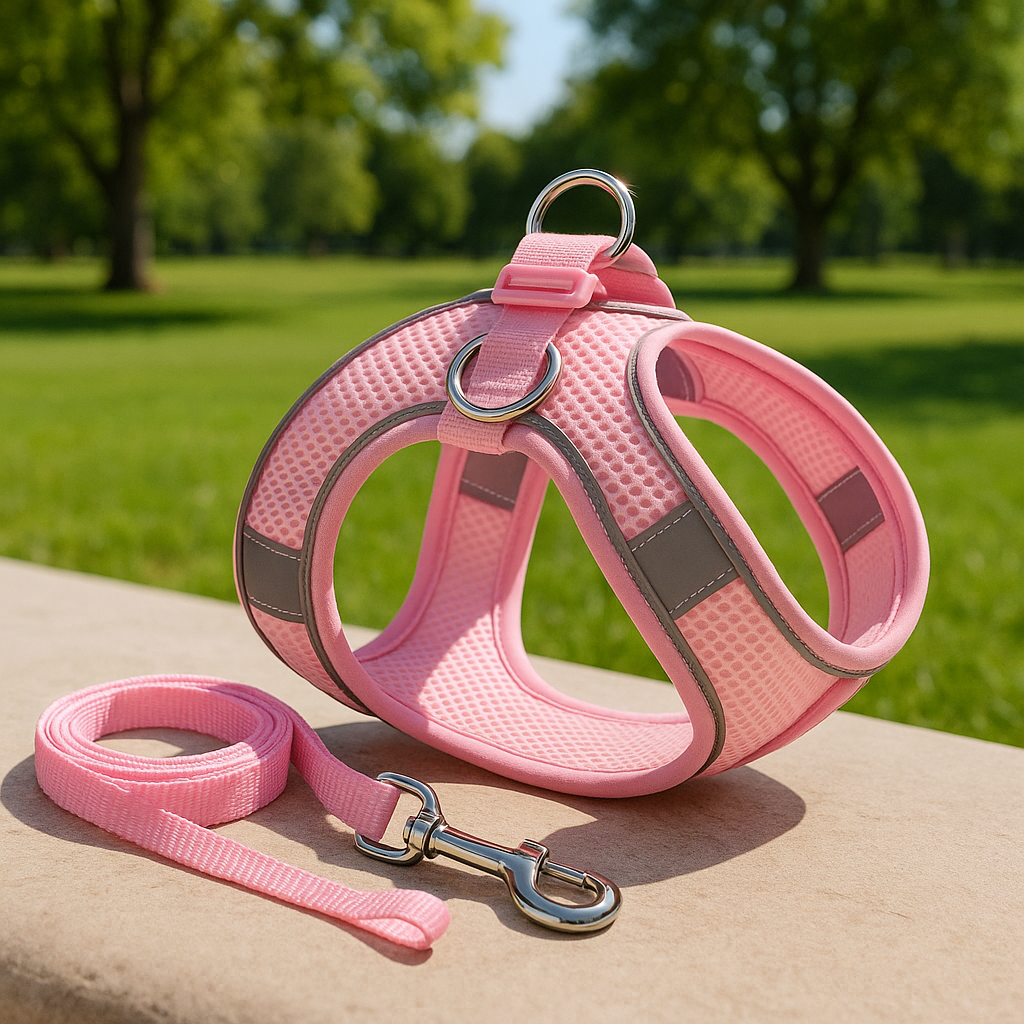 harnais chien rose lumineux 