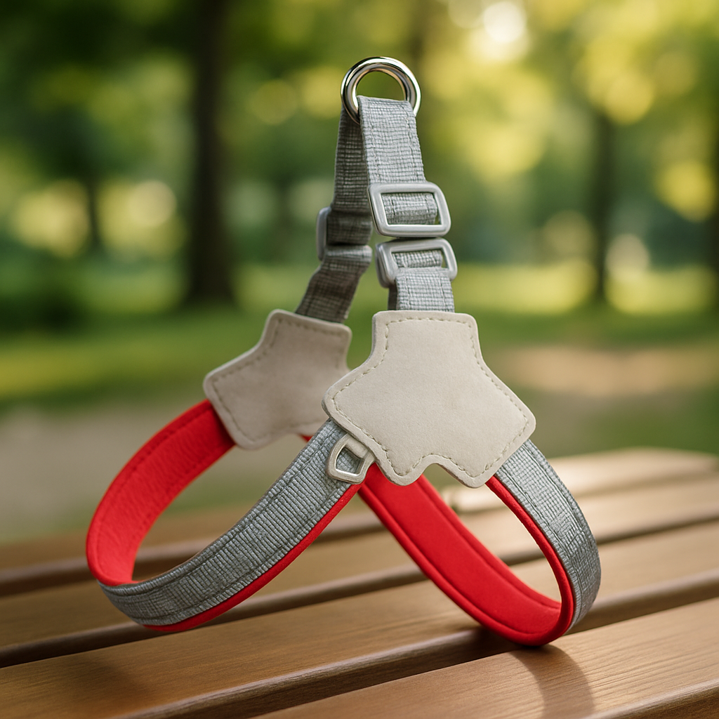 harnais chien rouge gris 