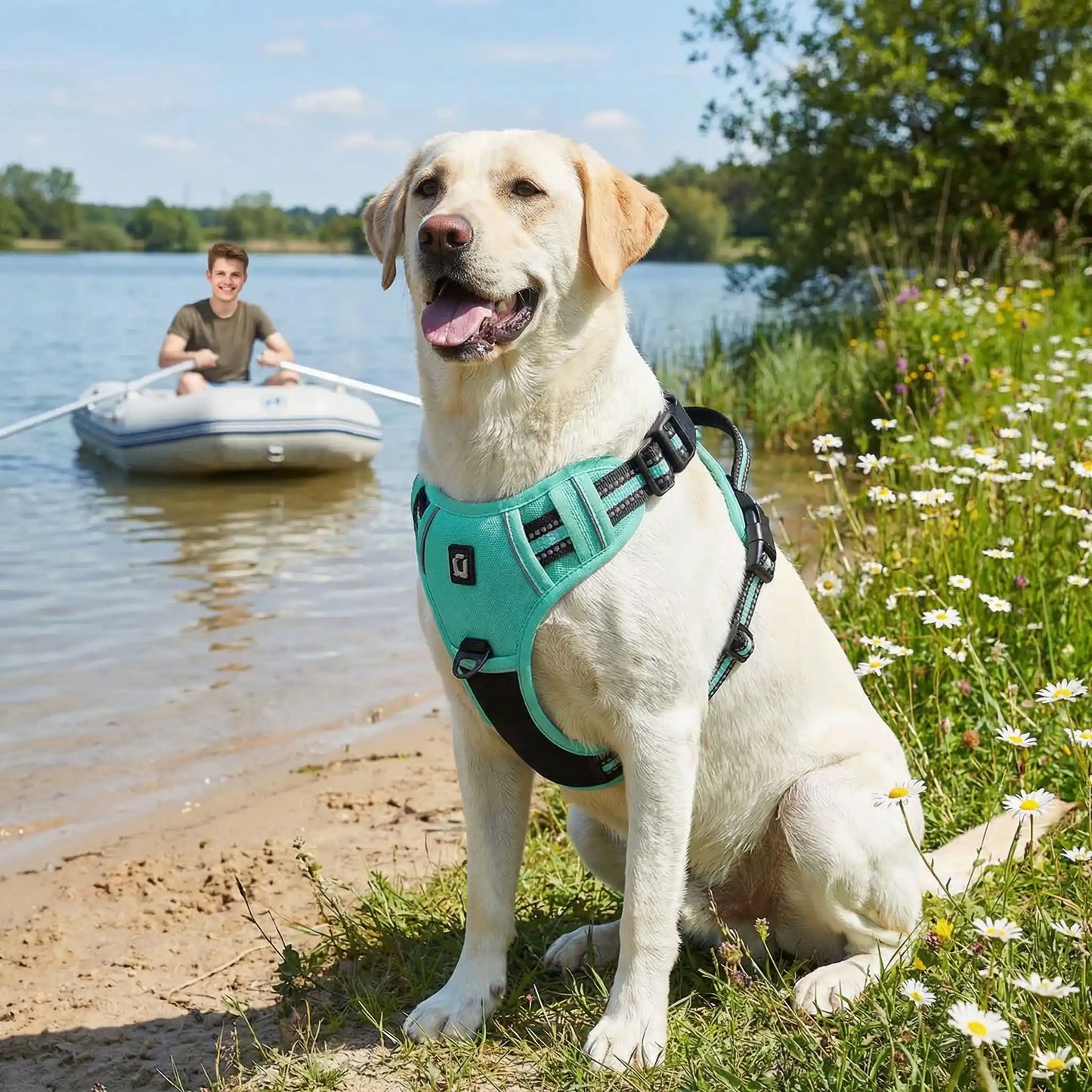 harnais chien vert labrador