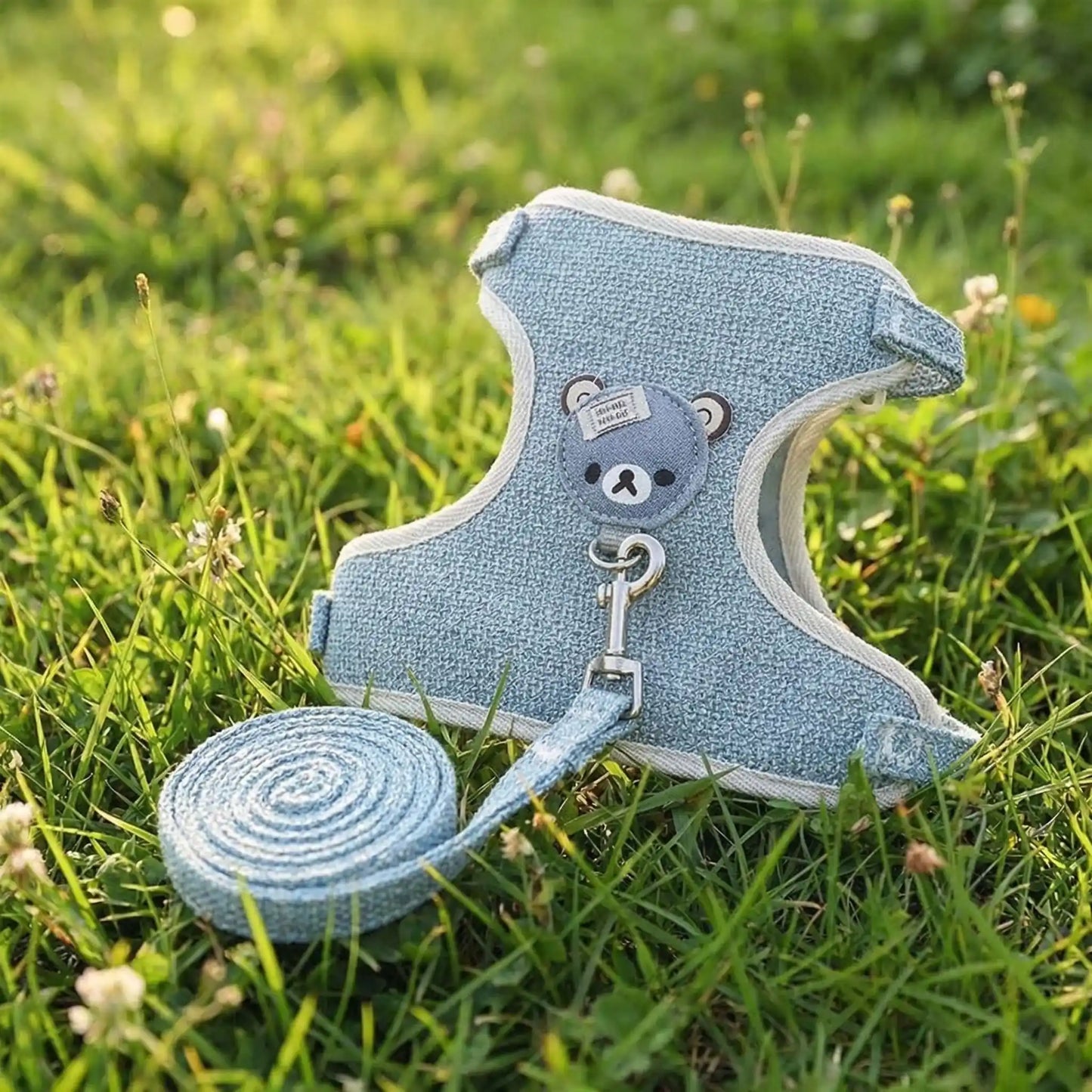 harnais pour chien bleu herbe