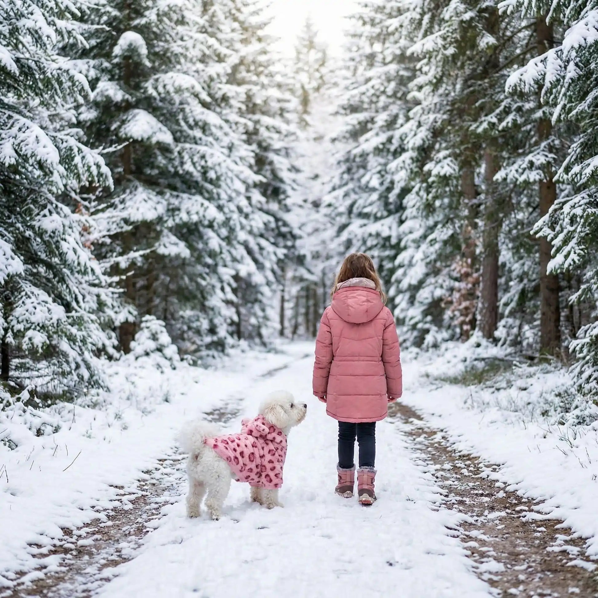 jeune fille manteau pour chien 