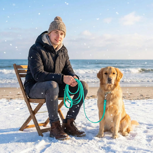 jeune homme longe pour chien