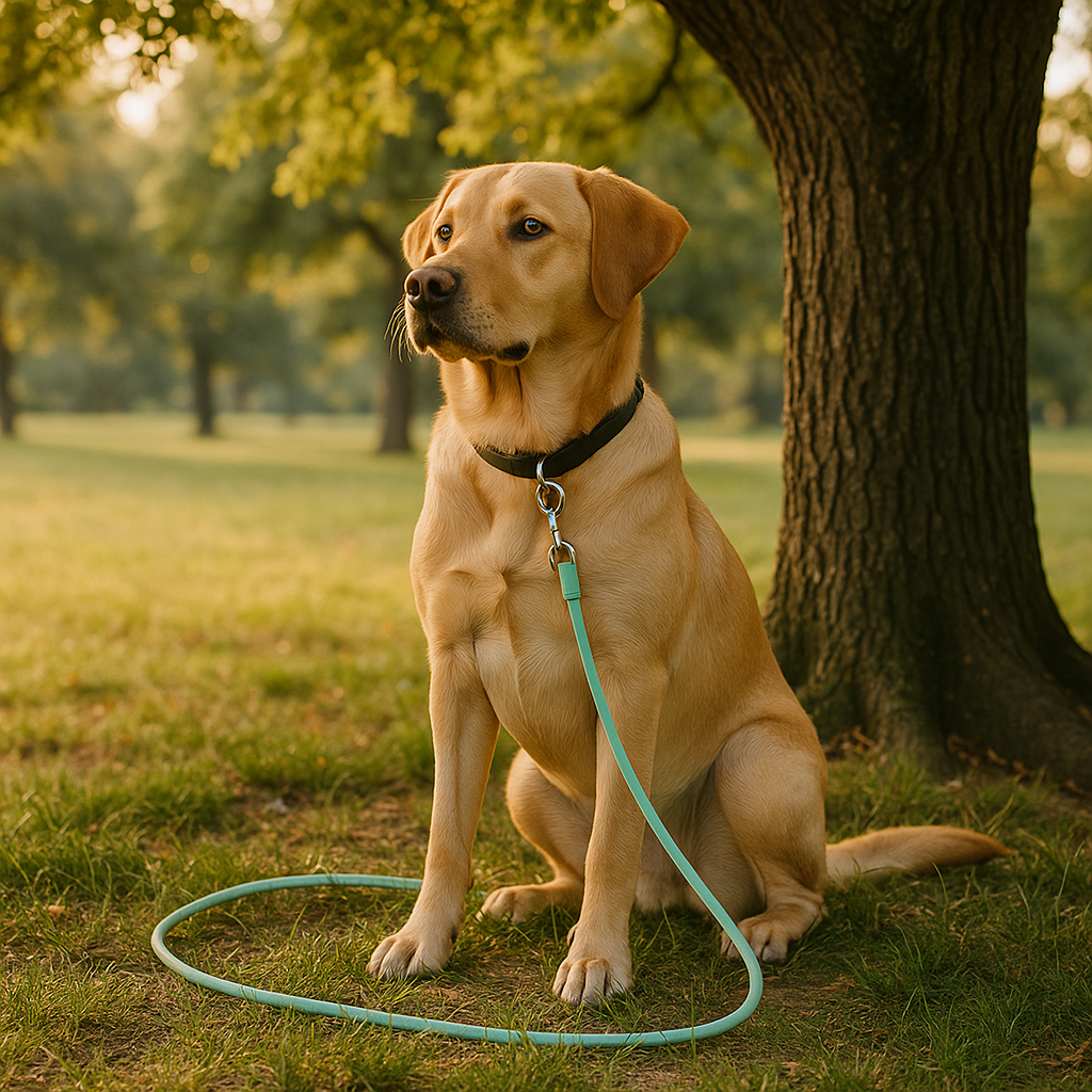 labrador assis longe chien 