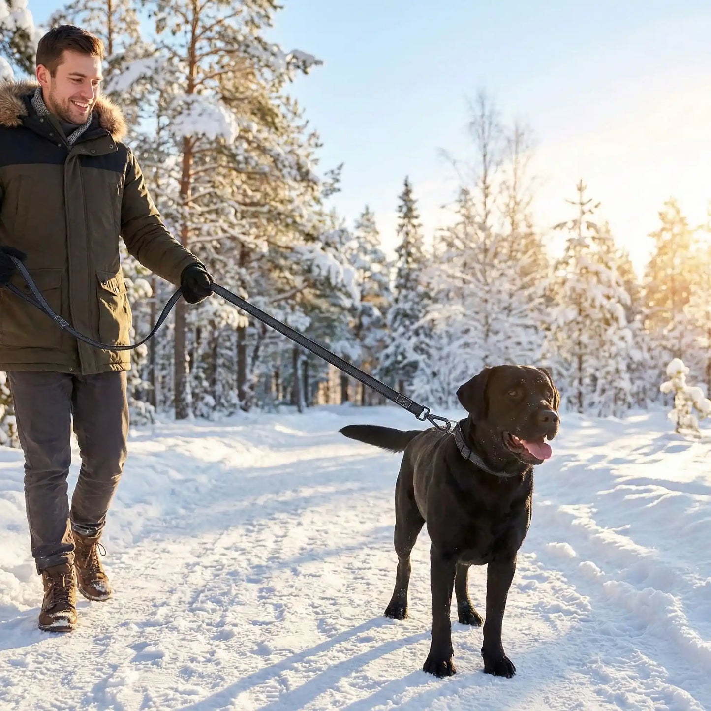 labredor debout une laisse de chien 