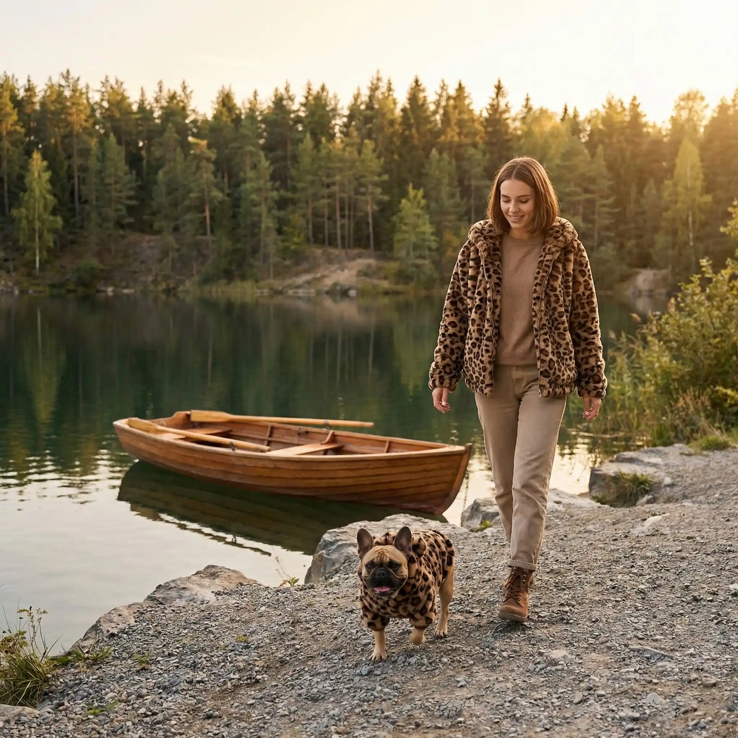 leopard brun manteau pour chien 