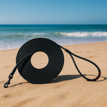 longe chien plage noire