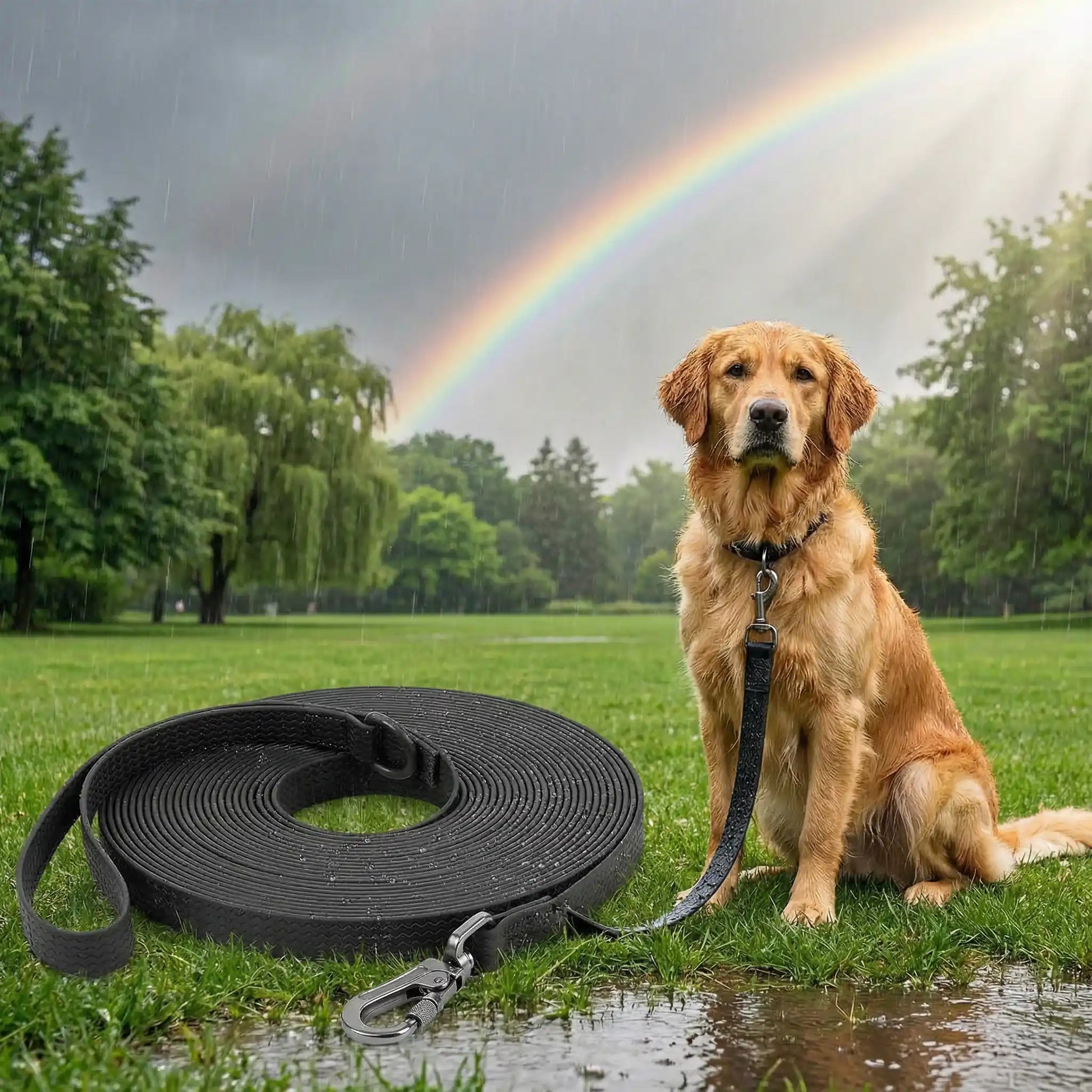 longe chiens arc en ciel 