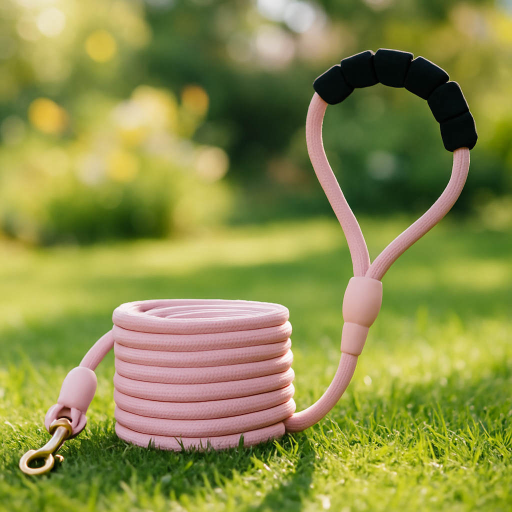 longe pour chien rose