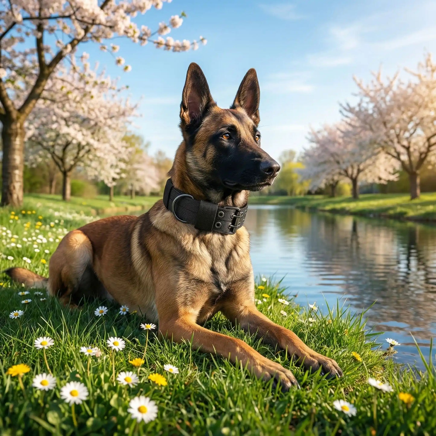 malinois collier chien fleurs 