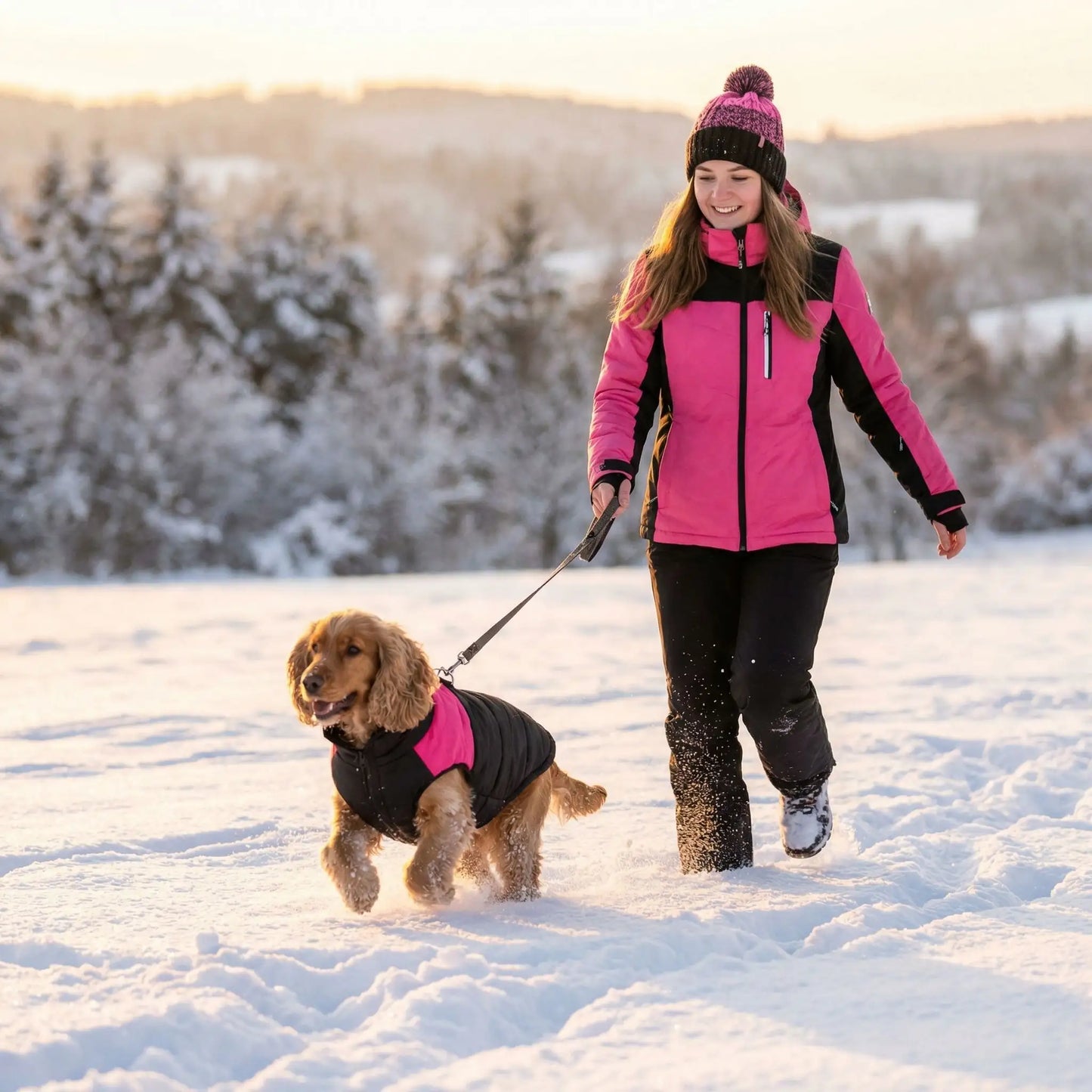 manteau pour chien paysage rose