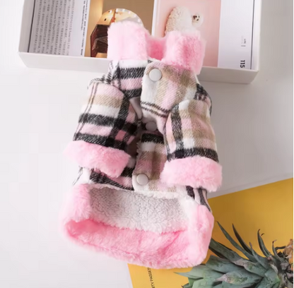 manteau pour chien rose carreaux