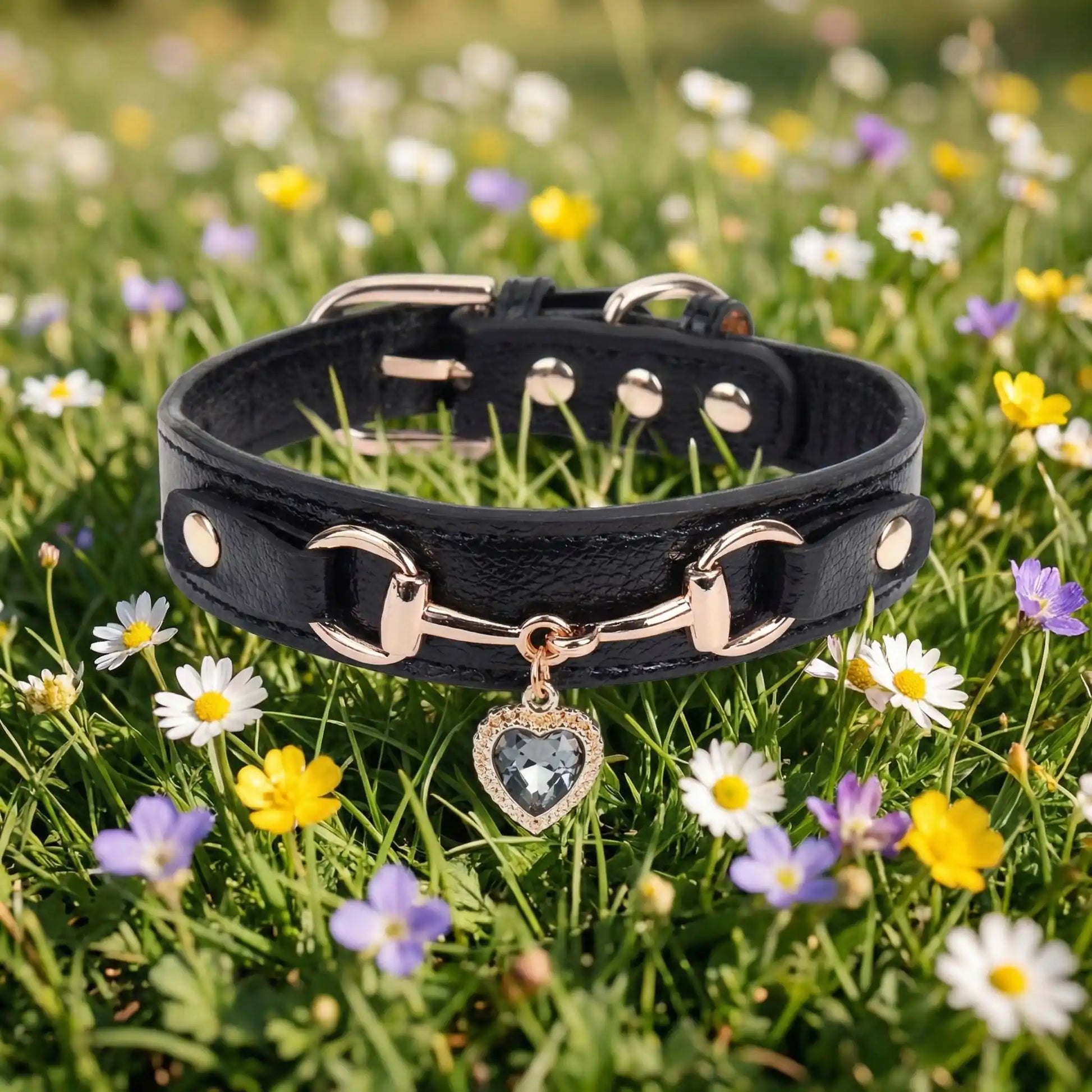 noir collier chien coeur