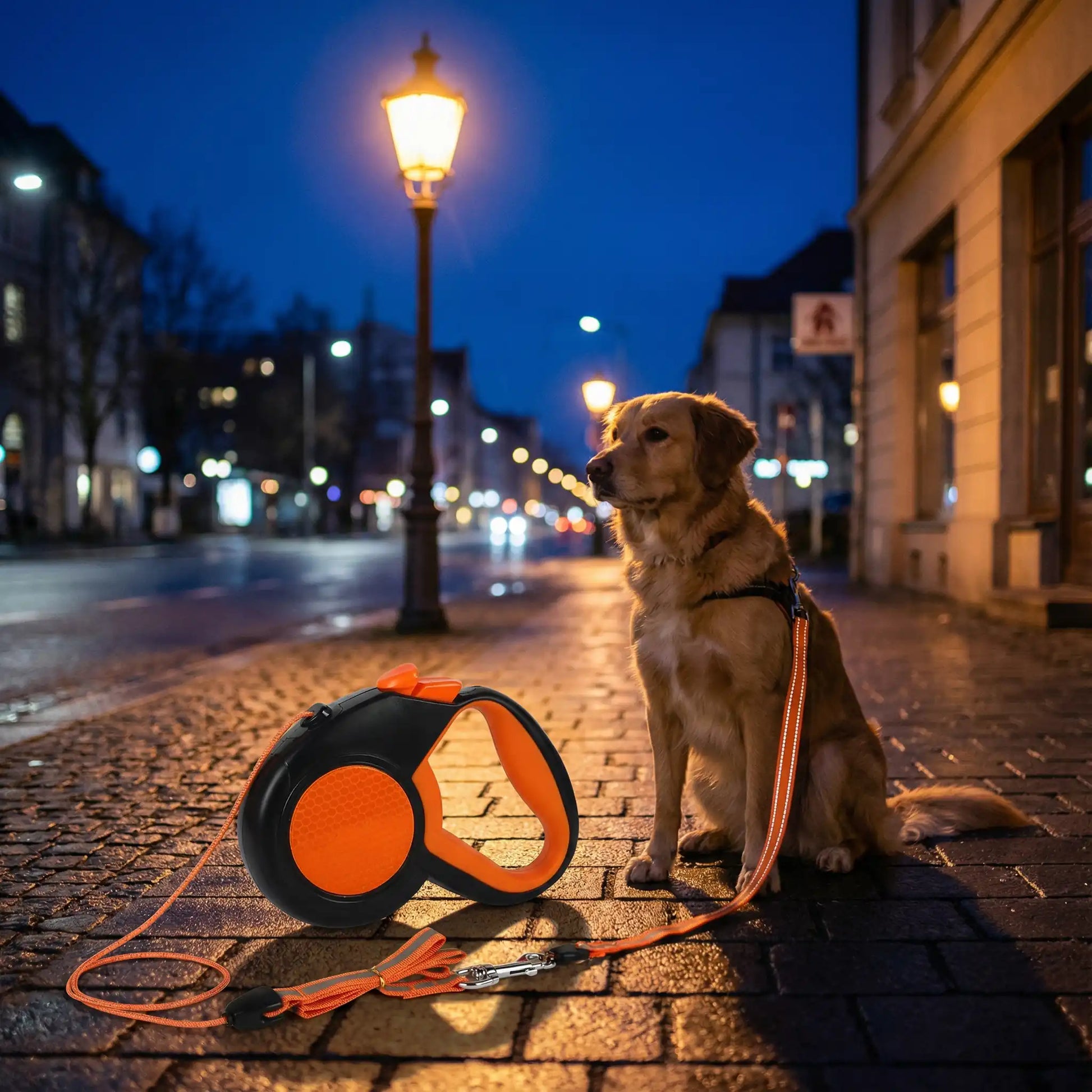 nuit ville longe chien 