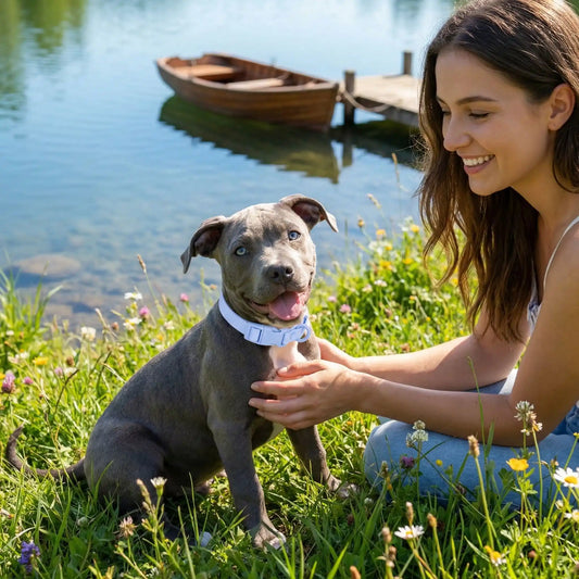 pittbull yeux bleus collier chien 