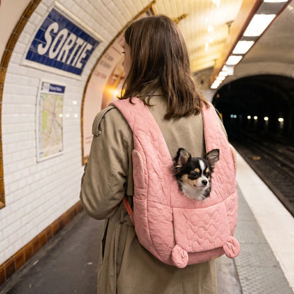 rose sac a dos chien tricolore