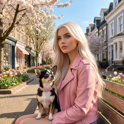 rose veste collier chien 